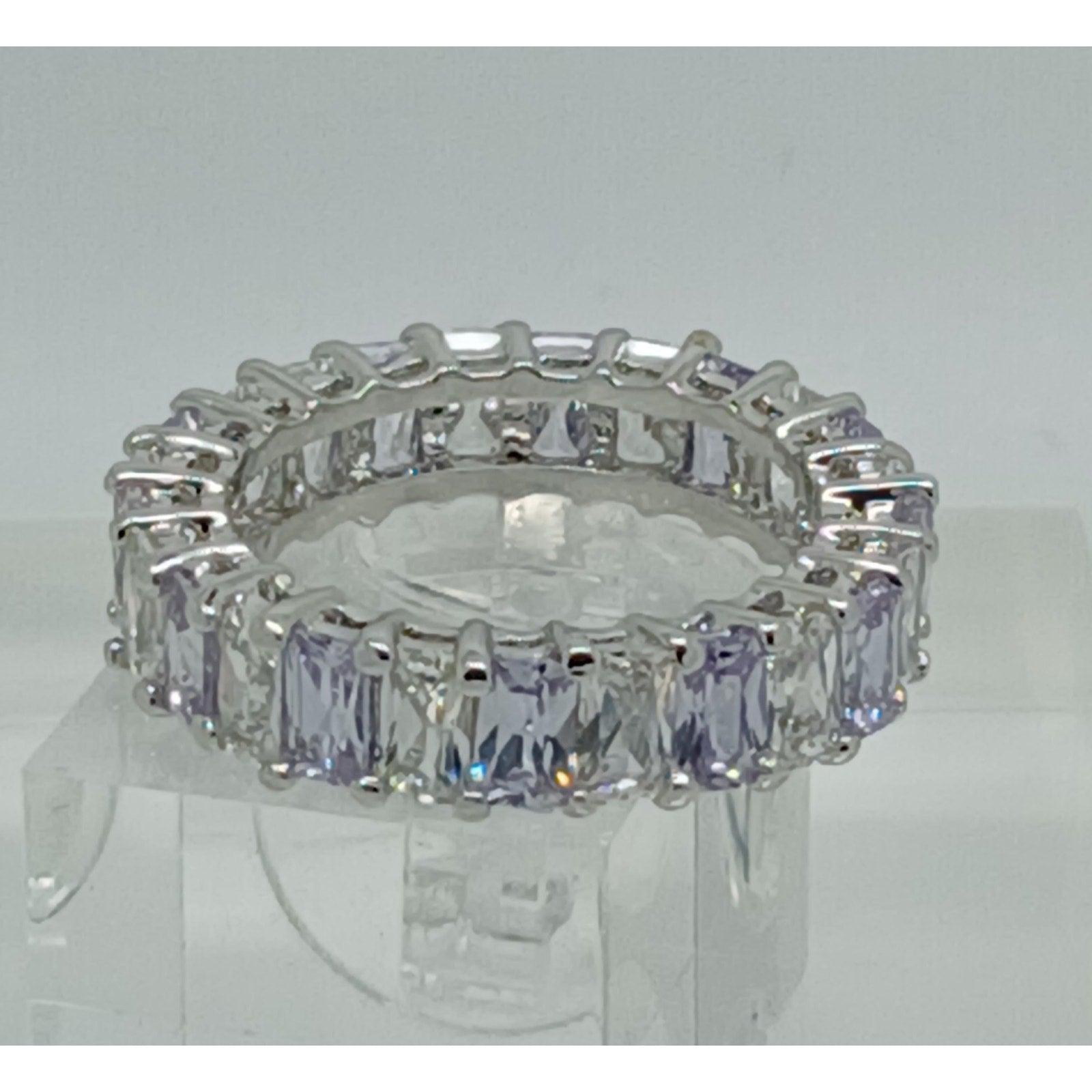 3.70CT White Gold EP Eternity Anniversary Wedding Band Ring Size 9