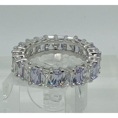 3.70CT White Gold EP Eternity Anniversary Wedding Band Ring Size 9