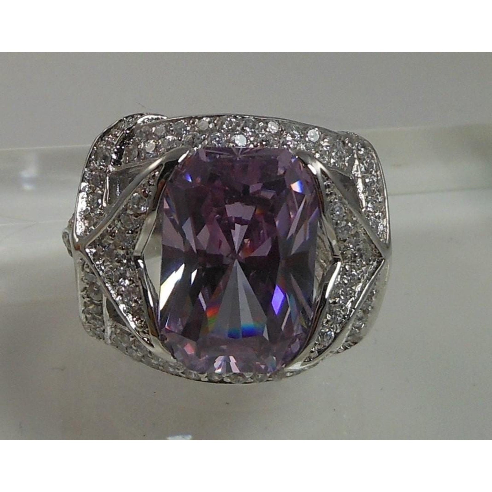 Sterling Silver Starfish Ring CZ Size 10 Signed Designer Vintage Statement - HoneyThomas.com