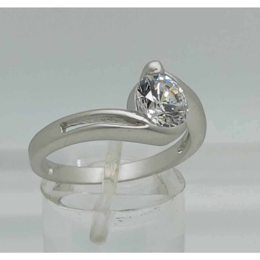 1.5CT Vintage White Gold EP Split Band Satin Finish Solitaire Ring Size 10