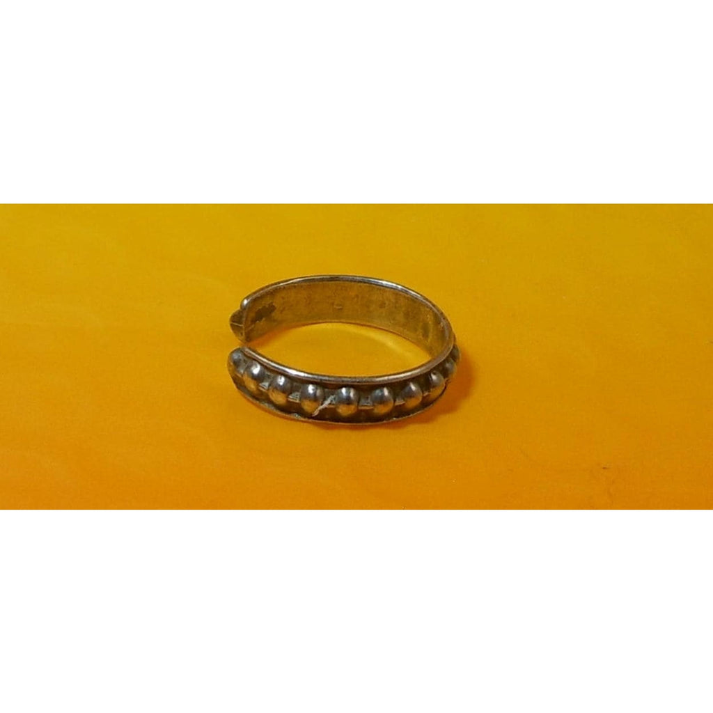 Vintage Sterling Silver Adjustable Ribbed Ball Toe Ring Sexy Beach Foot Jewelry