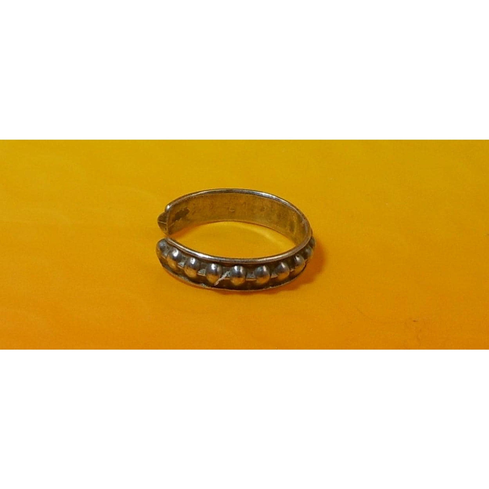 Vintage Sterling Silver Adjustable Ribbed Ball Toe Ring Sexy Beach Foot Jewelry