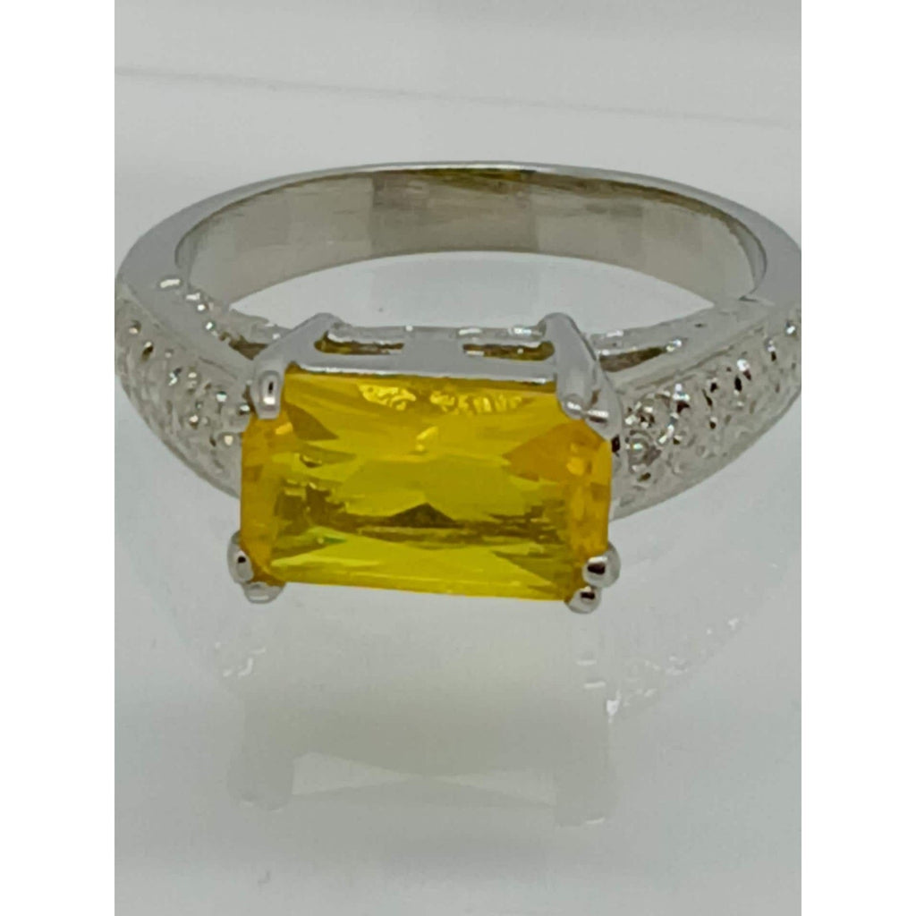 3CT Vintage Gold Plated Canary Yellow Radiant Sim Diamond CZ Engagement Ring 10 - HoneyThomas.com