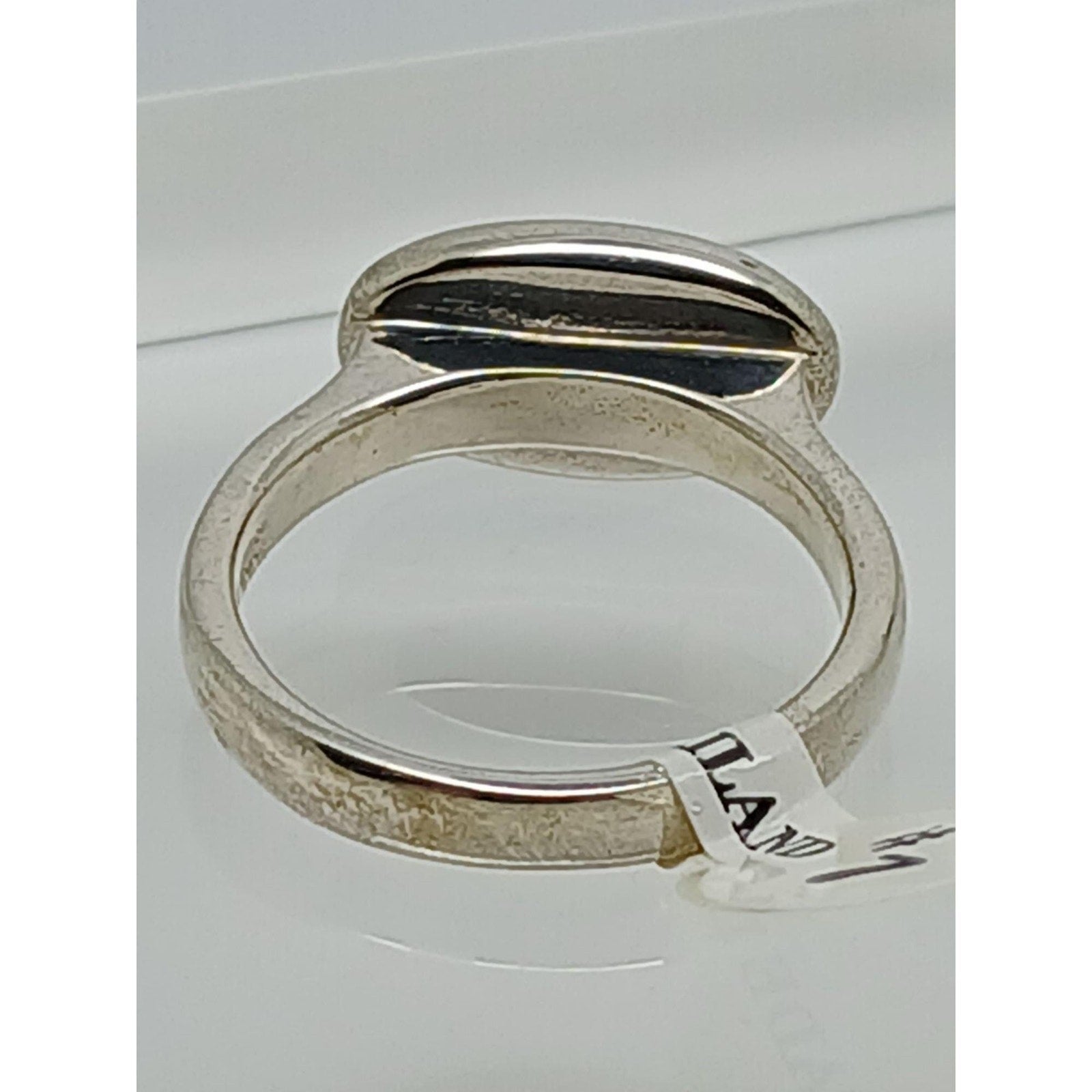 Vintage 1990's Mother of Pearl Designer Signed Sterling Silver Ring Size 7 Rare