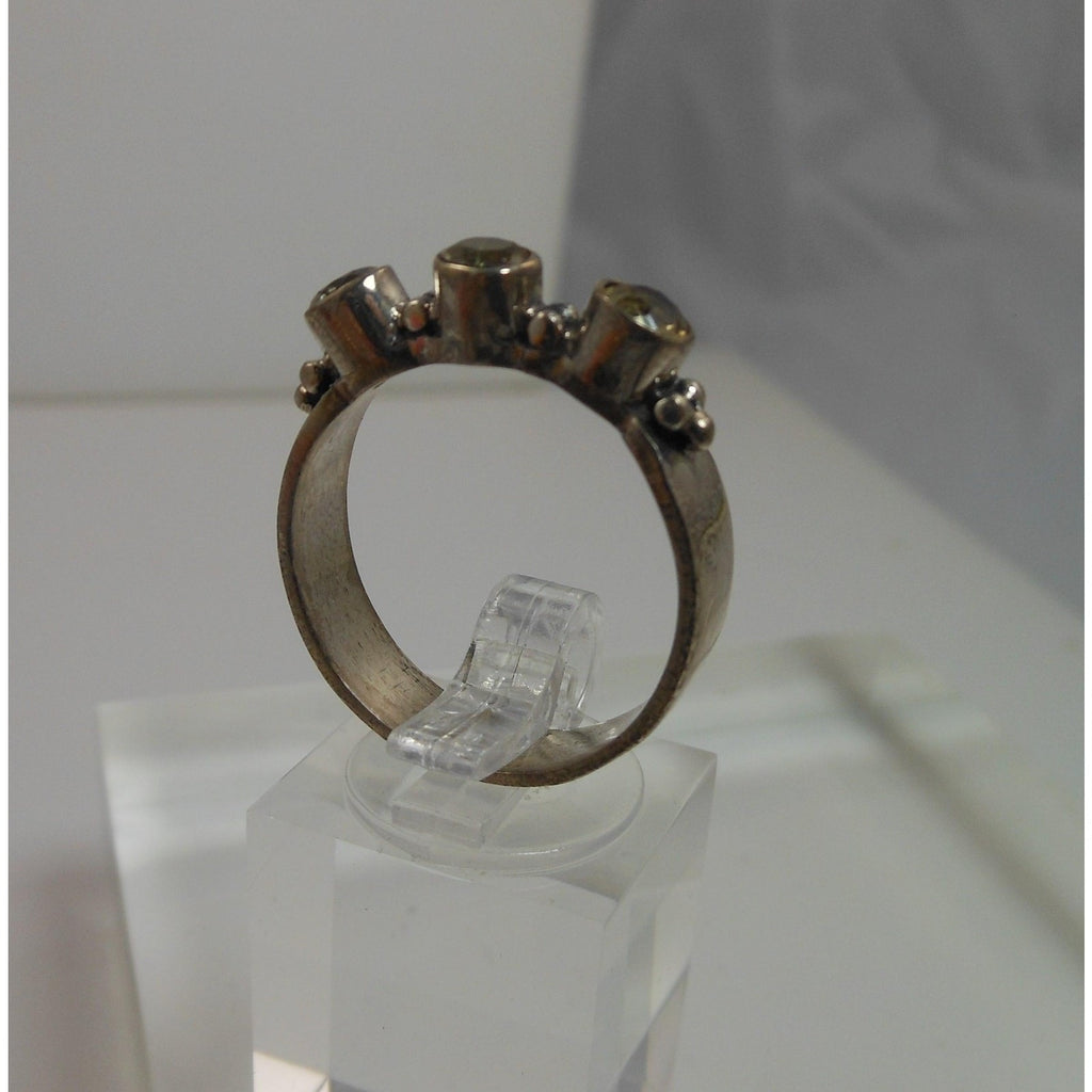 925 Sterling Silver Bali Design Ring Size 9.5 Vintage 3-Stone Balinese Style - HoneyThomas.com