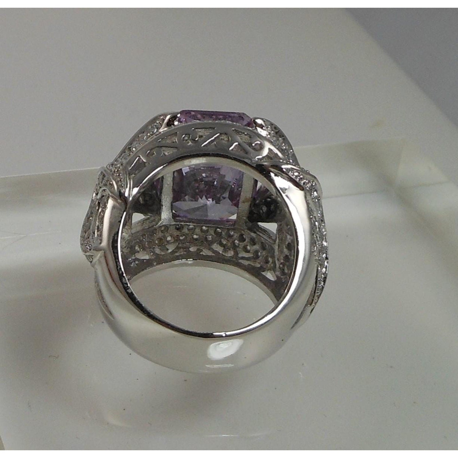 Sterling Silver Starfish Ring CZ Size 10 Signed Designer Vintage Statement - HoneyThomas.com