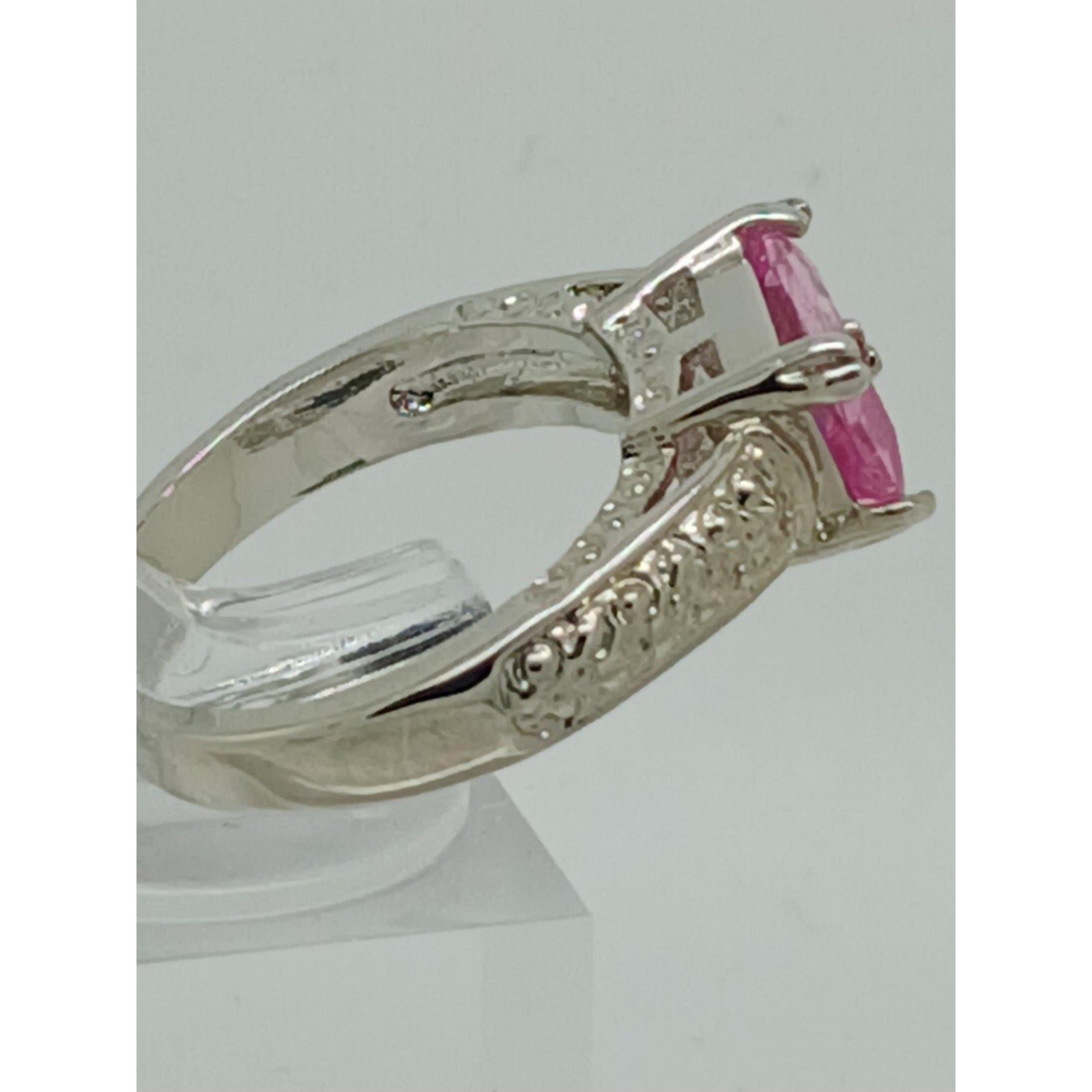 3CT Vintage Gold GP Fancy Pink Radiant Cut Sim Diamond CZ Engagement Ring Size 7