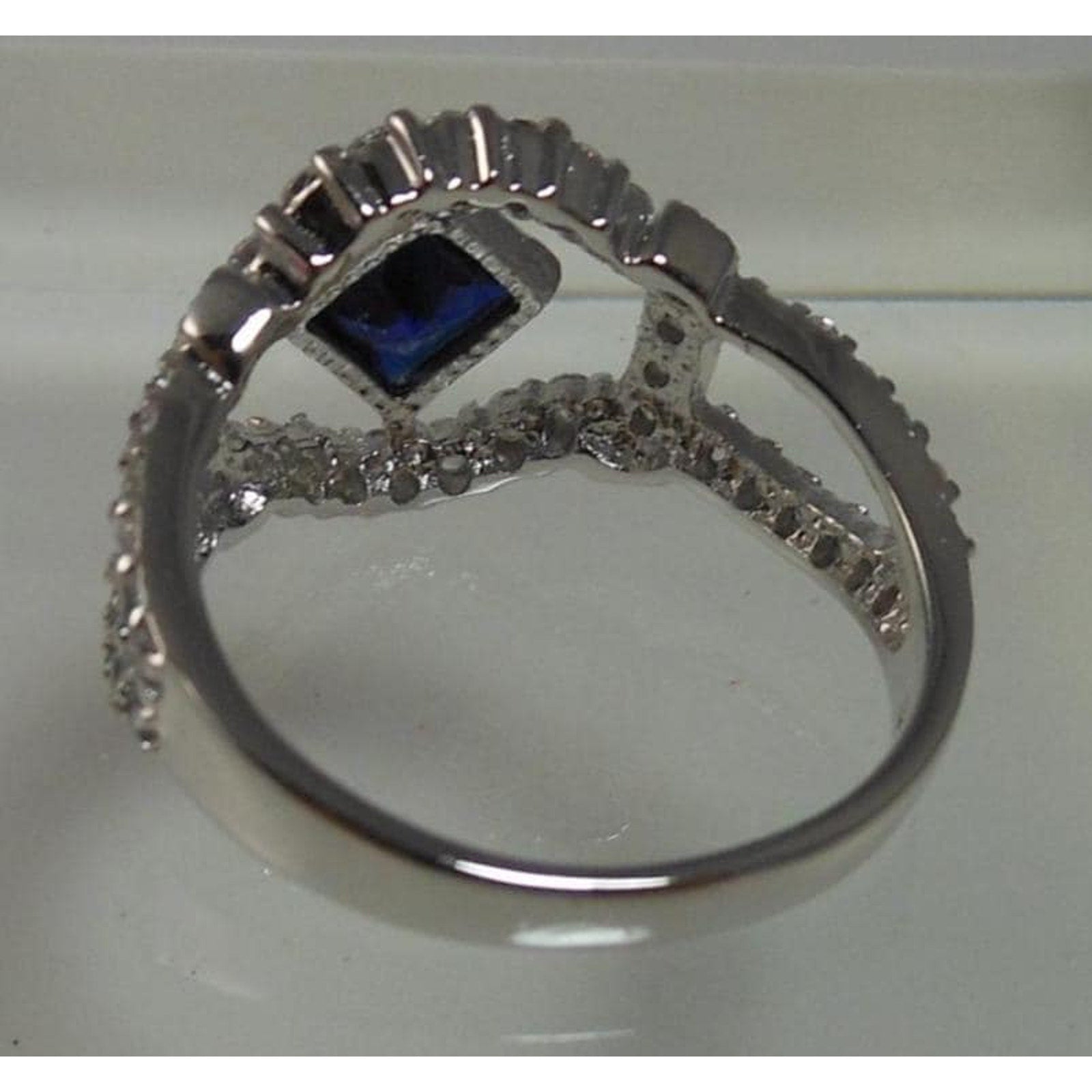 Vintage Sterling Silver Ring: Simulated Diamond & Sapphire Accents, Size 7