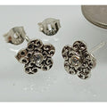 Vintage 1990's Jewelry NOS .925 Sterling Silver Clear AB Crystal Flower Earrings - HoneyThomas.com