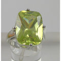 Bold Vintage 1990s Green Cocktail Ring Size 7 Thailand 925 Cubic Zirconia 10gram