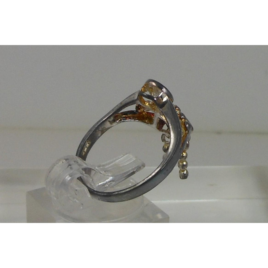 Elegant Vintage Sterling Silver Birthstone Charm Ring Mother Grandmother Size 7