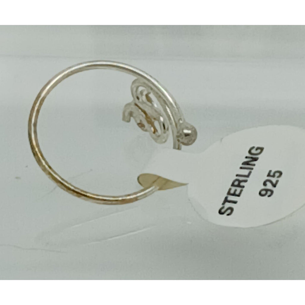 New Sterling Silver Crystal Rhinestone Swirly Sparkling Toe Ring Adjustable Size - HoneyThomas.com