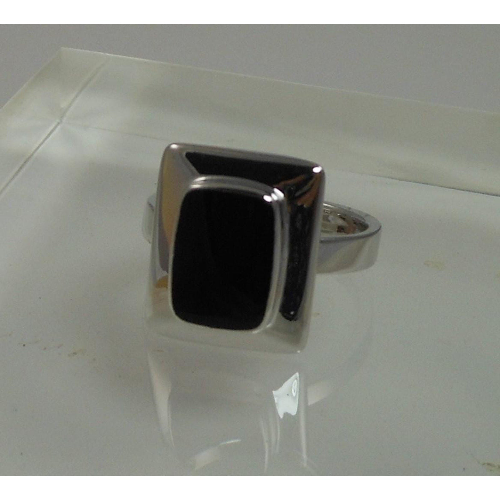 Vintage Thai Sterling Silver Black Onyx Ring Size 7 925 Stamped 3mm Band 5.1g