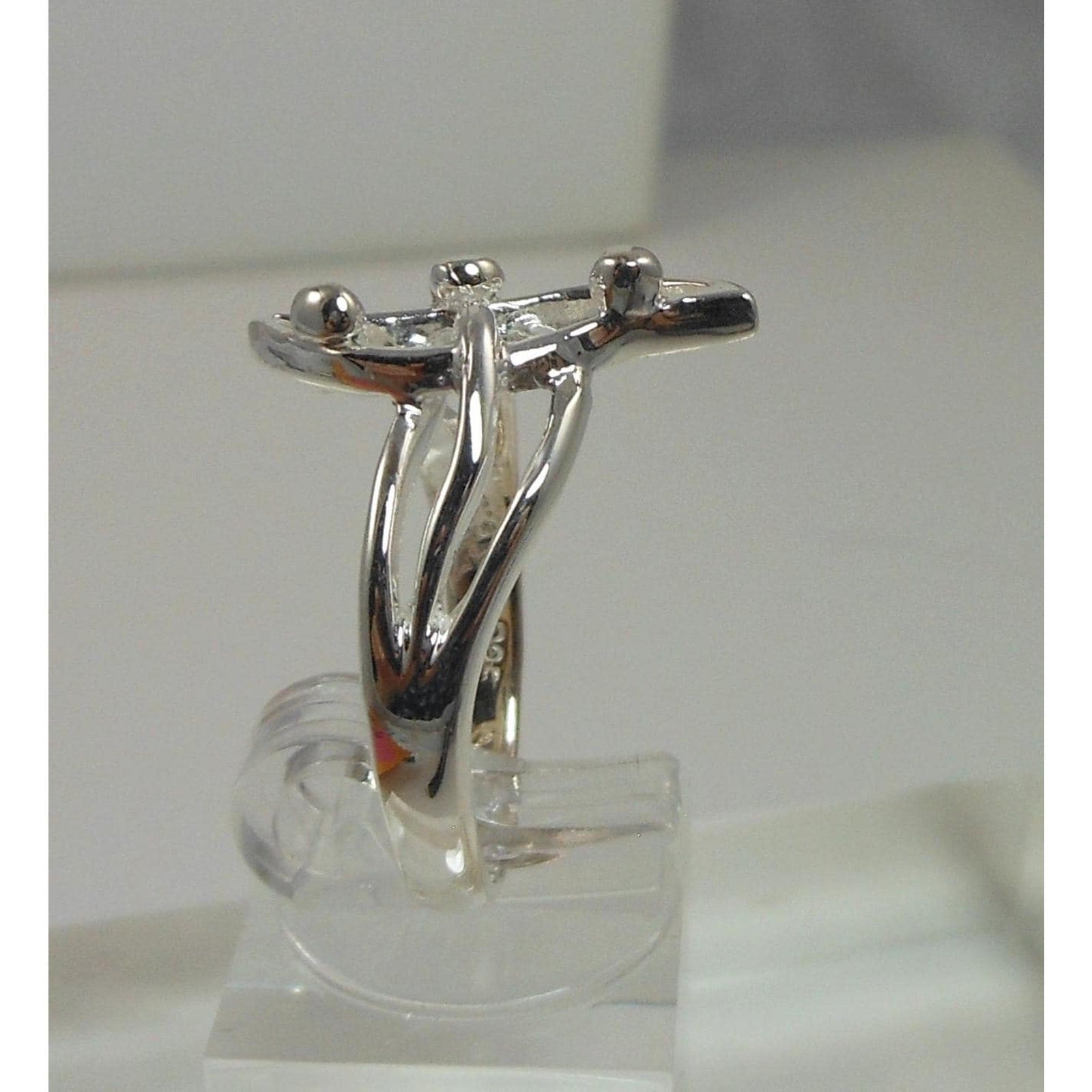 1990's New Unique Vintage Handmade 925 Sterling Silver Artistic Ring Size 7.5