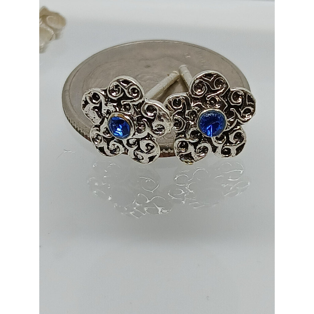 Vintage Estate Jewelry NOS .925 Sterling Silver Light Blue Crystal New Earrings - HoneyThomas.com