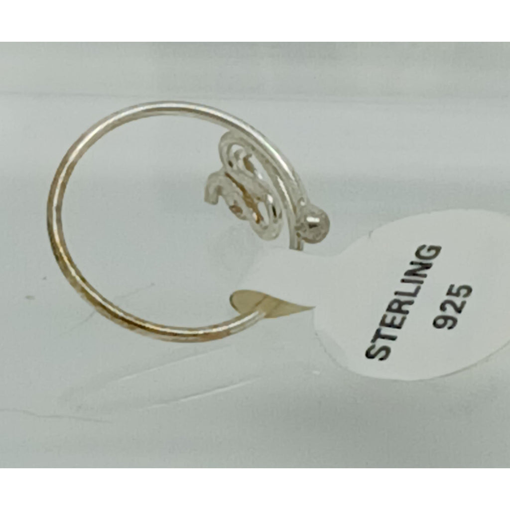 New Sterling Silver Crystal Rhinestone Swirly Sparkling Toe Ring Adjustable Size