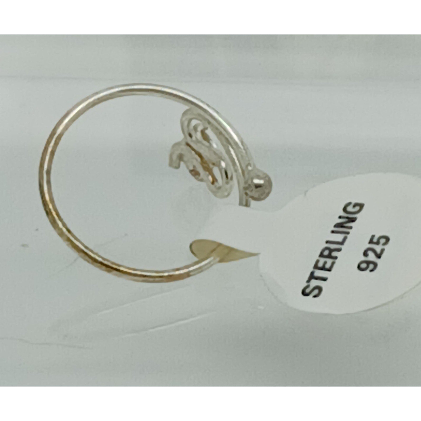 New Sterling Silver Crystal Rhinestone Swirly Sparkling Toe Ring Adjustable Size