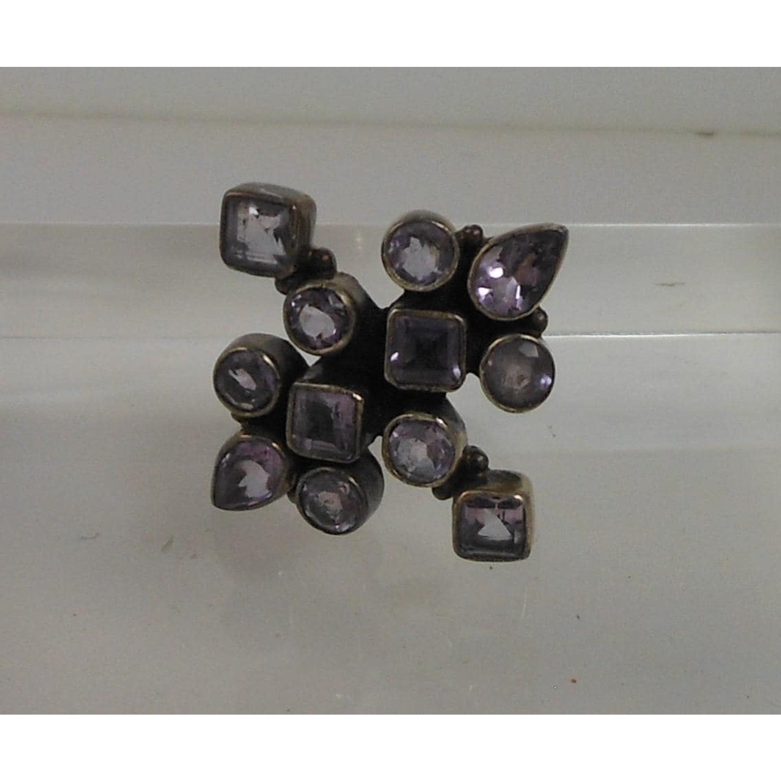 Handcrafted Sterling Silver Ring Vintage Natural Amethyst Size 6 Unique Design