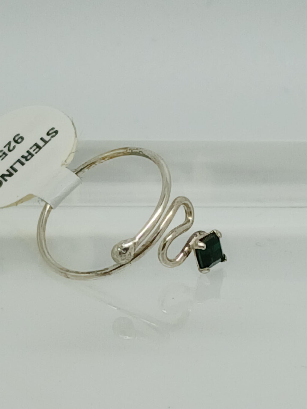 Emerald Green Crystal Rhinestone Toe Ring: .925 Sterling Silver, Adjustable