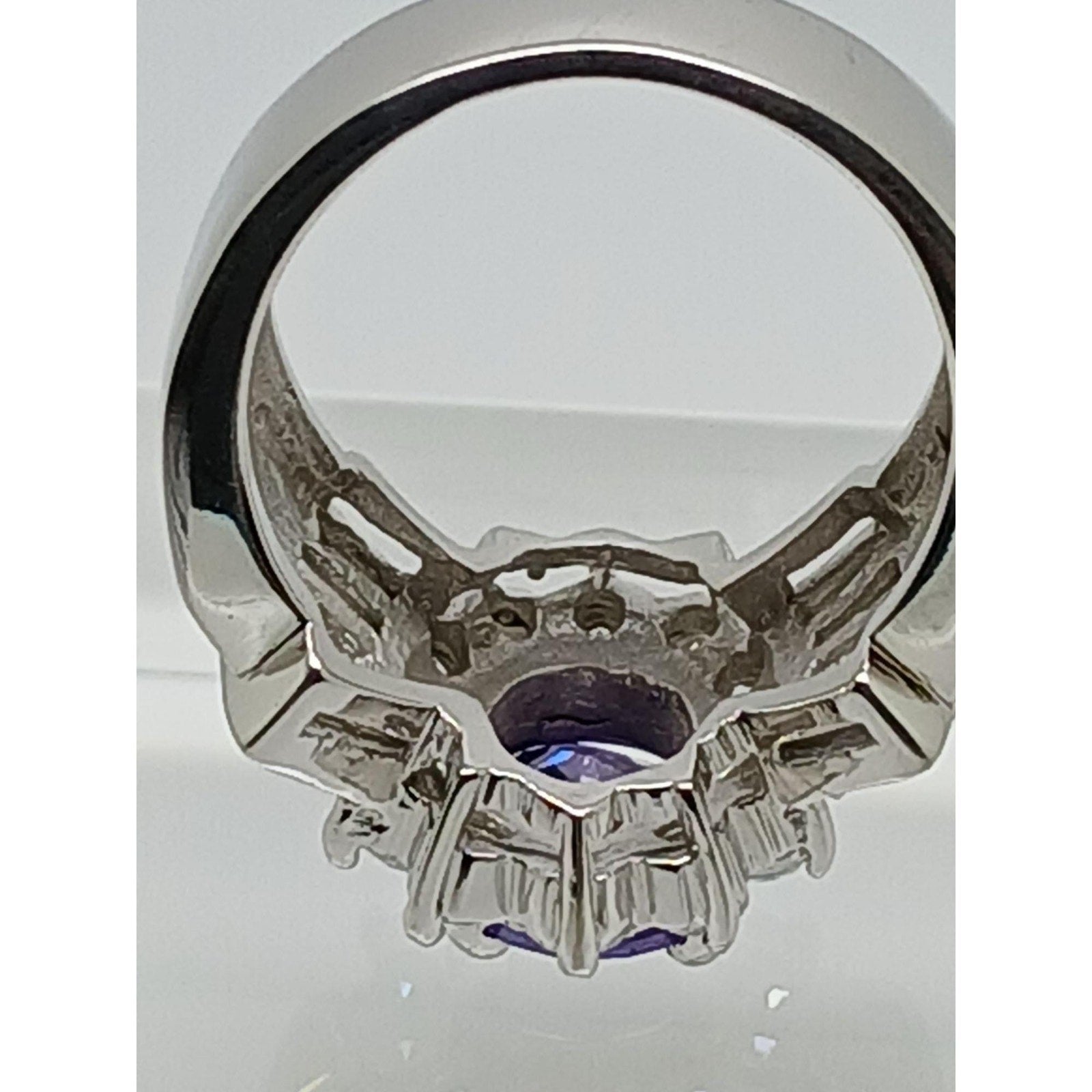 Dramatic Glam 1990's Vintage Sterling Silver Ring Simulated Amethyst CZ Size 6.5 - HoneyThomas.com