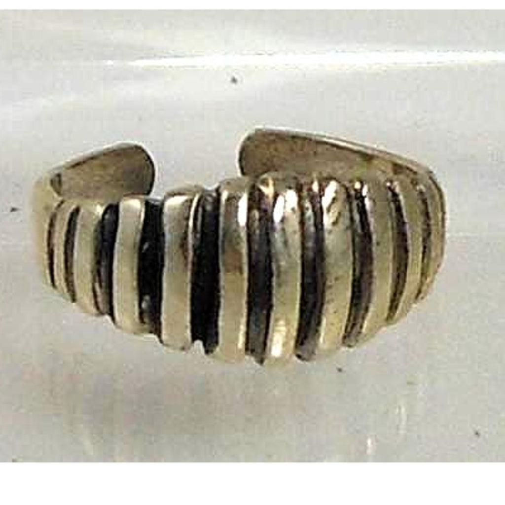 Handcrafted Ribbed Dome Toe Ring Sterling Silver Vintage Design Thailand 2g NOS
