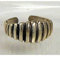 Handcrafted Ribbed Dome Toe Ring Sterling Silver Vintage Design Thailand 2g NOS