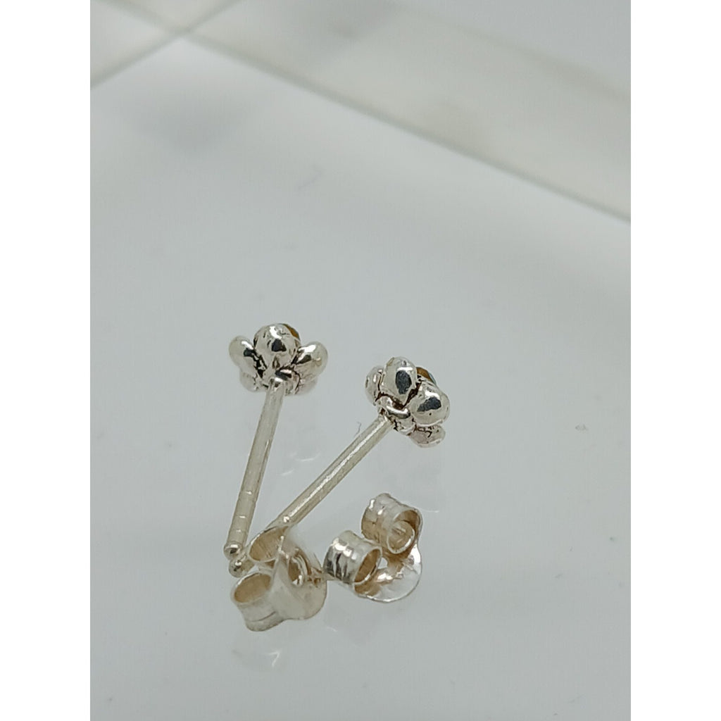 Vintage Estate Jewelry NOS .925 Sterling Silver Sky Blue Rose Crystal Earrings - HoneyThomas.com