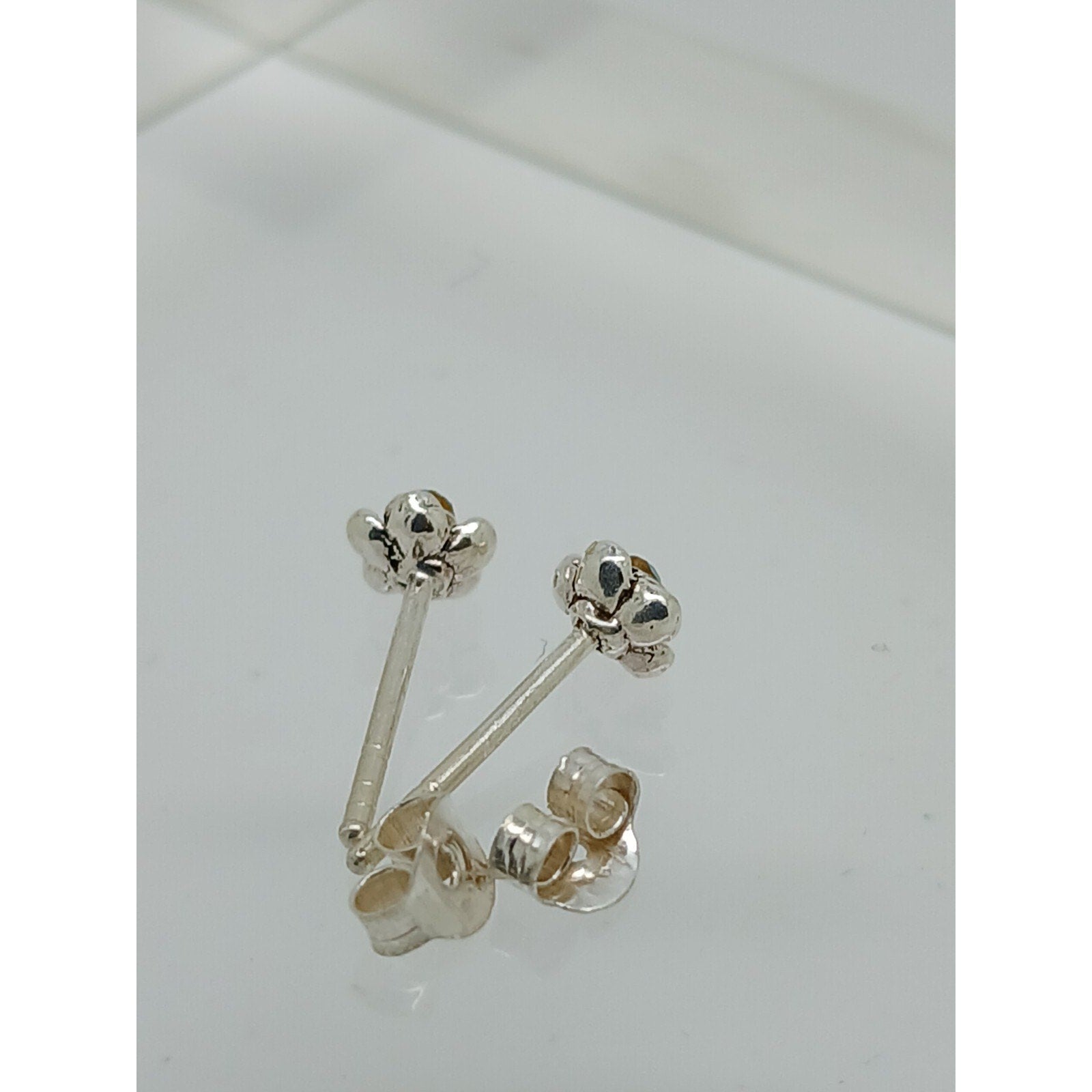 Vintage Estate Jewelry NOS .925 Sterling Silver Sky Blue Rose Crystal Earrings - HoneyThomas.com