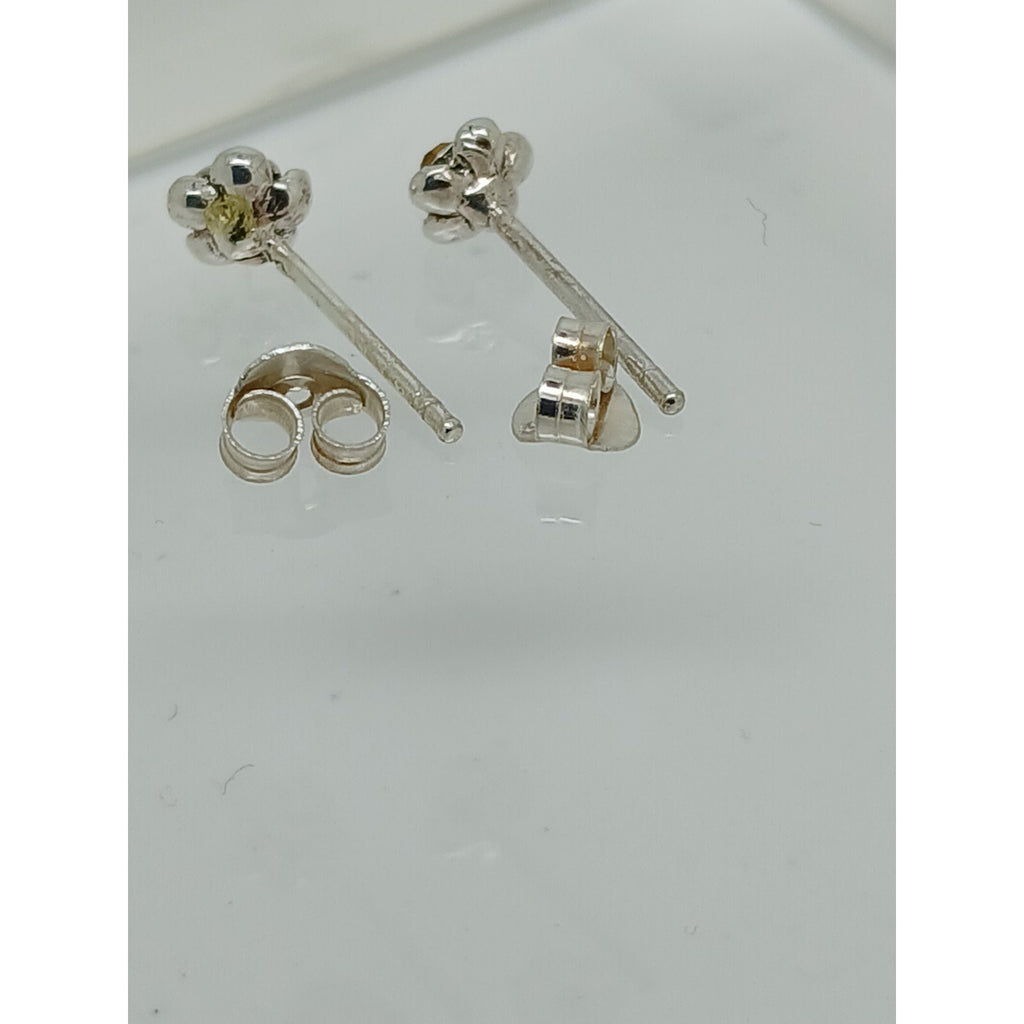 Vintage Estate Jewelry NOS .925 Sterling Silver Pink Rose Crystal Earrings - HoneyThomas.com