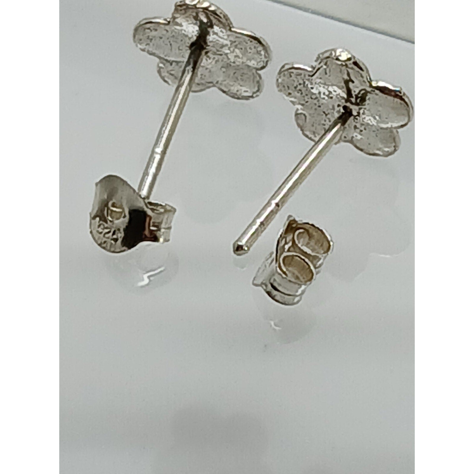Vintage Estate Jewelry NOS .925 Sterling Silver Blue Crystal Flower Earrings - HoneyThomas.com