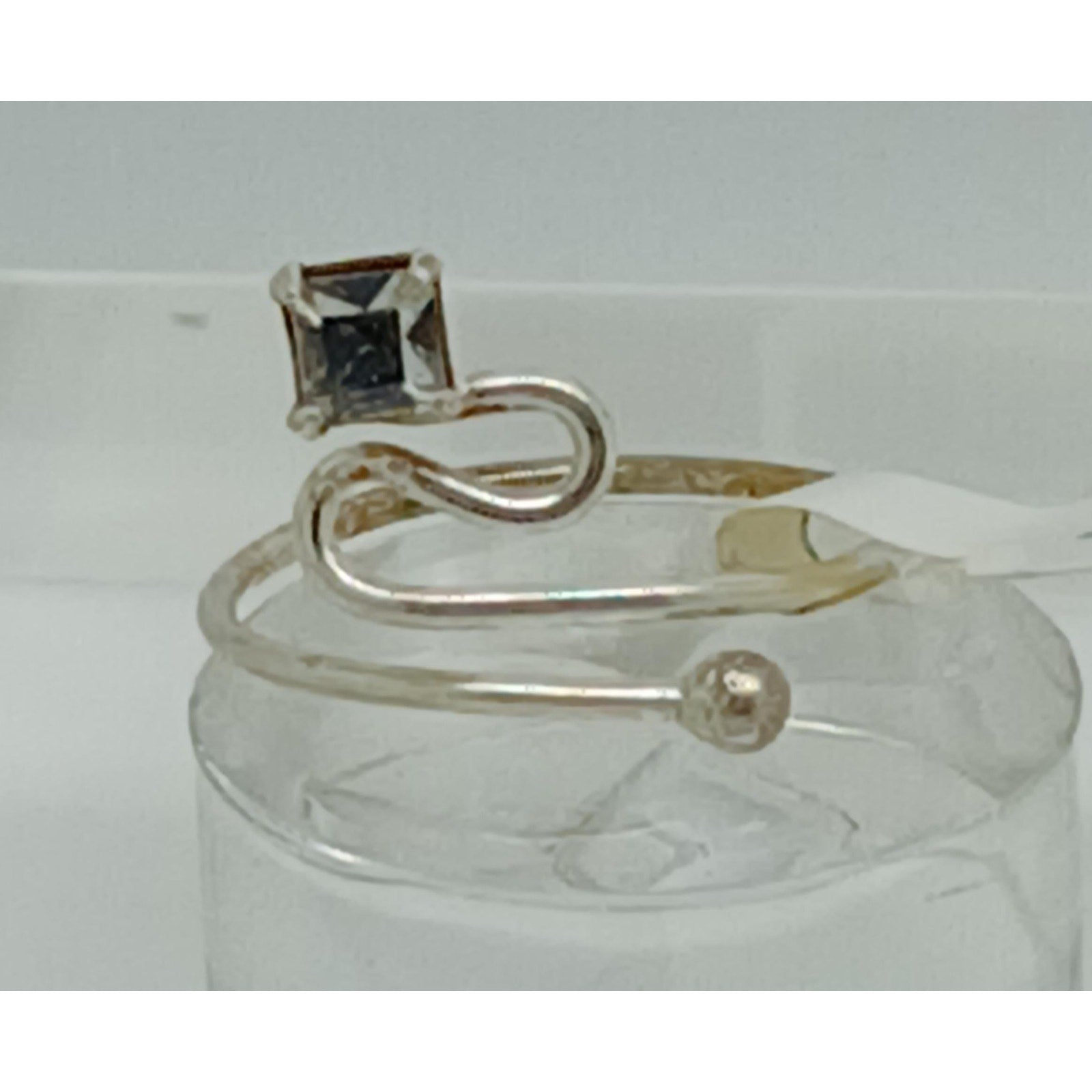 New Sterling Silver Crystal Rhinestone Swirly Sparkling Toe Ring Adjustable Size