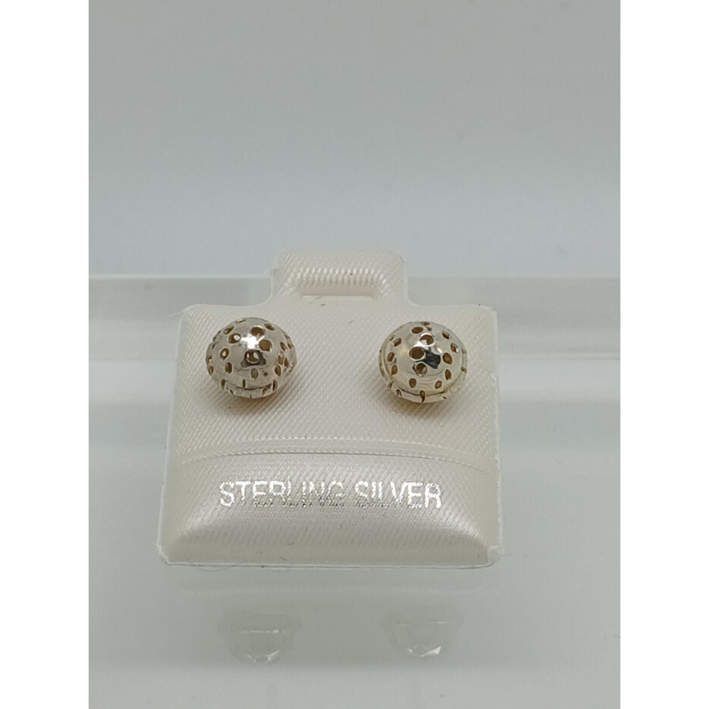 Vintage 925 Sterling Silver Bali Tribal Ball Stud Earrings 7mm - HoneyThomas.com