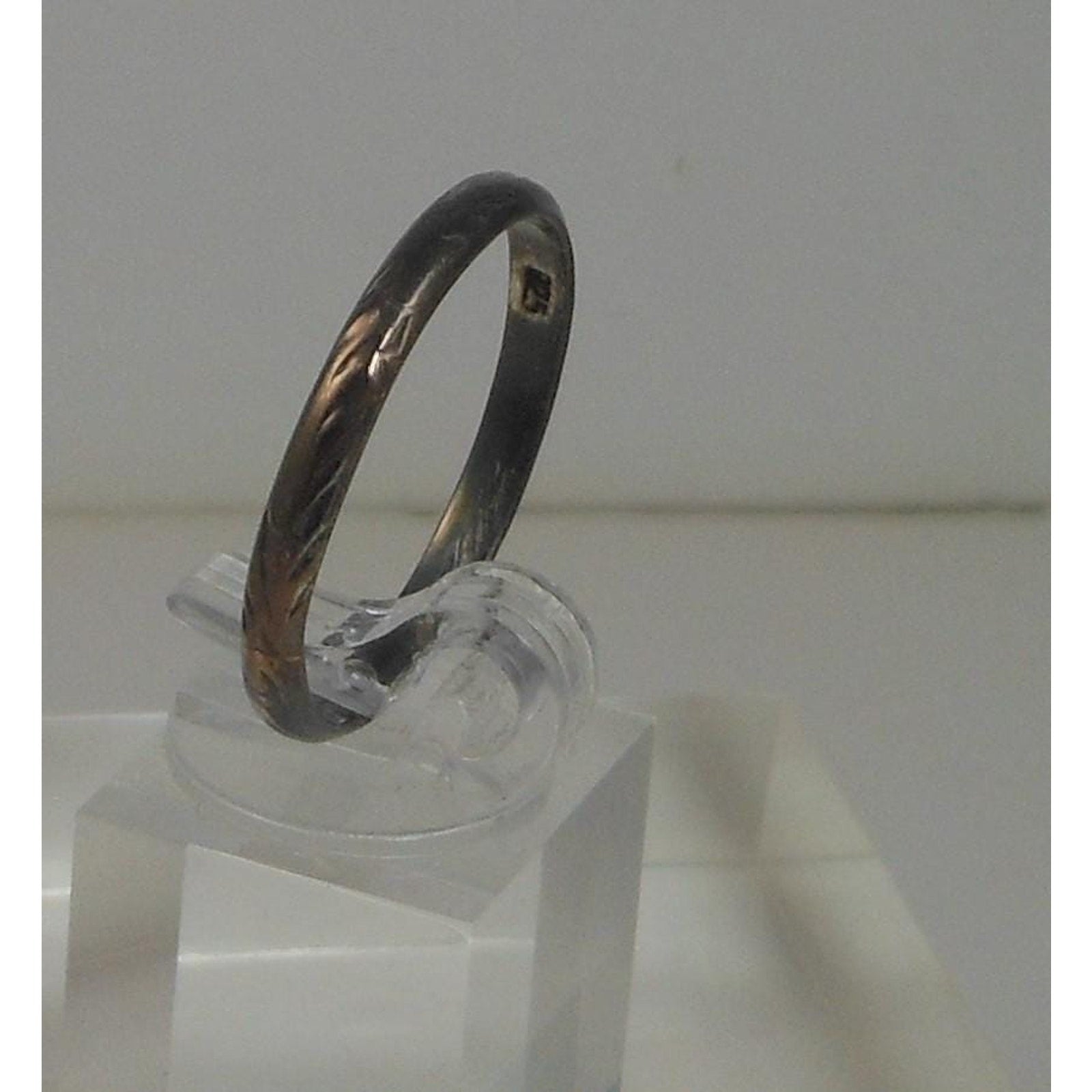 Vintage Sterling Silver Handcrafted Diamond-Cut Ring Size 11.5 with Great Patina - HoneyThomas.com