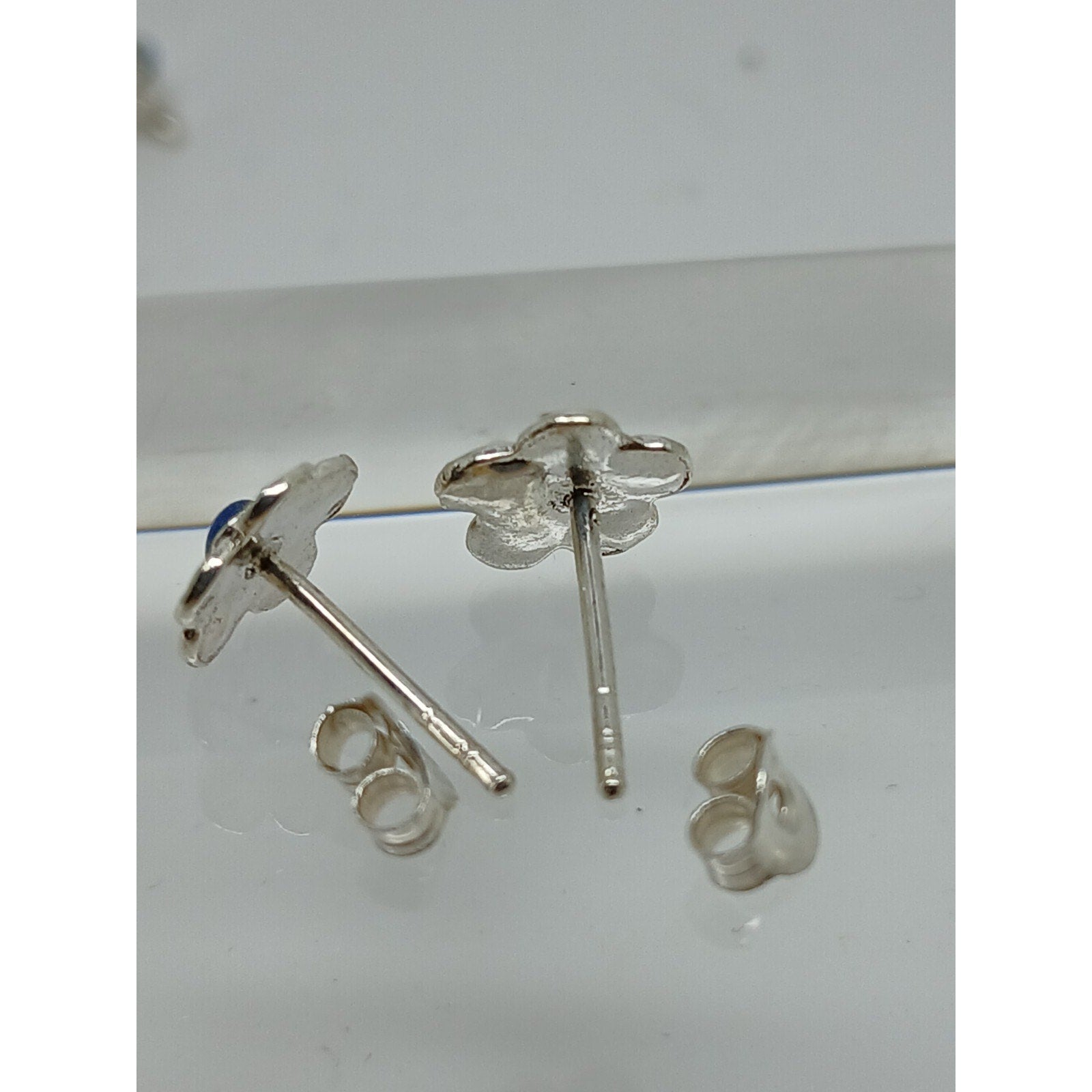 Vintage Estate Jewelry NOS .925 Sterling Silver Light Blue Crystal New Earrings - HoneyThomas.com