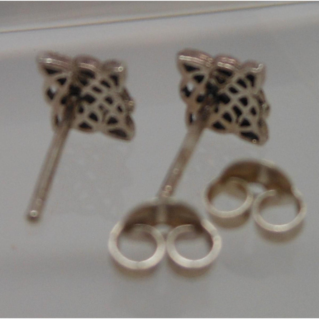Unique Vintage Sterling Silver Celtic Symbol Stud Earrings - NOS from Thailand - HoneyThomas.com