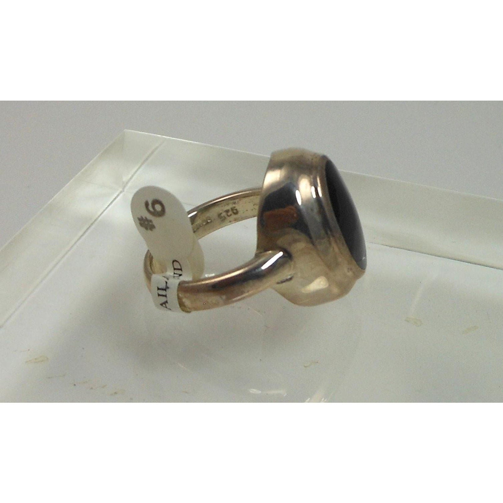 Elegant Vintage Sterling Silver Black Onyx Ring Size 6 925 Thailand NOS 6.5g