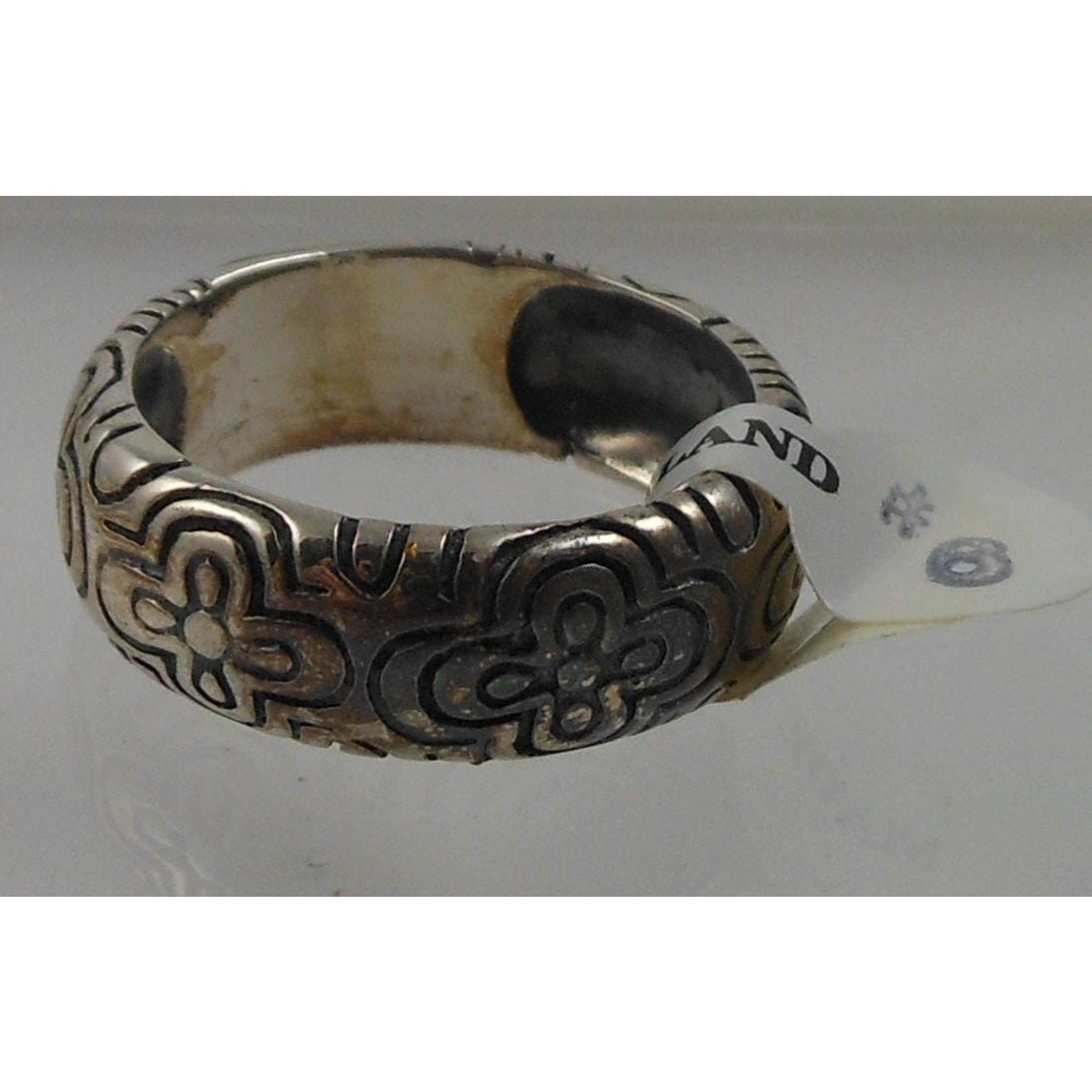Unique Vintage Sterling Silver MOP Mother of Pearl Shell Ring Oxidized Size 6 - HoneyThomas.com
