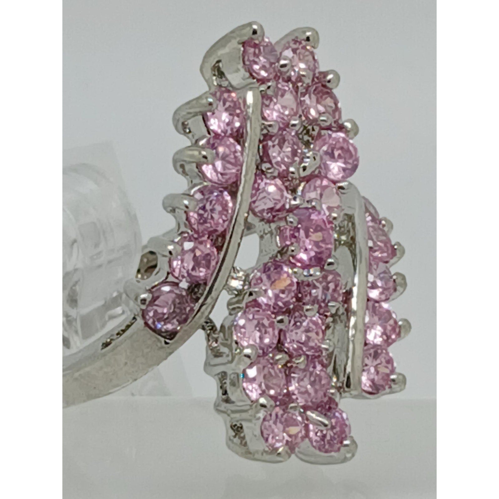 3.80CT Vintage Gold Plated Pink Sim Diamond CZ Cocktail Statement Ring Size 7.5