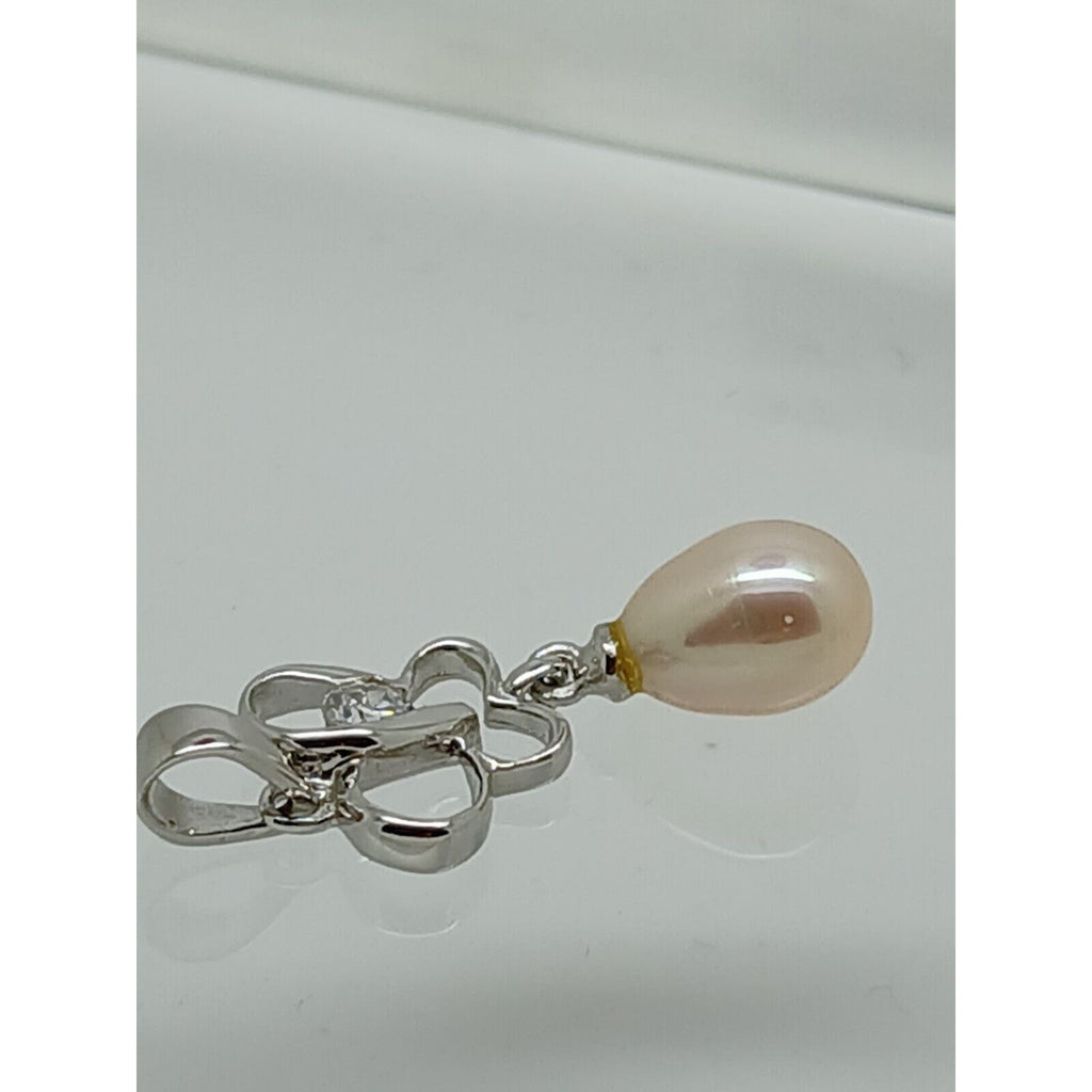 Thailand Sterling Silver Sim Diamond Pearl Butterfly Pendant Necklace Gift Boxed - HoneyThomas.com