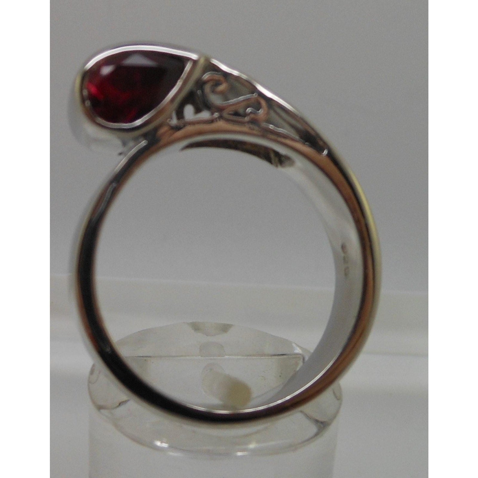 Vintage Sterling Silver 9.1grams Modern Two Garnet Ring Size 8.5 11mm wide 925 - HoneyThomas.com