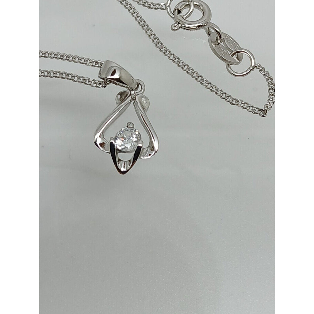 925 Sterling Silver Simulated Diamond Pendant Necklace Minimalist Petite - HoneyThomas.com