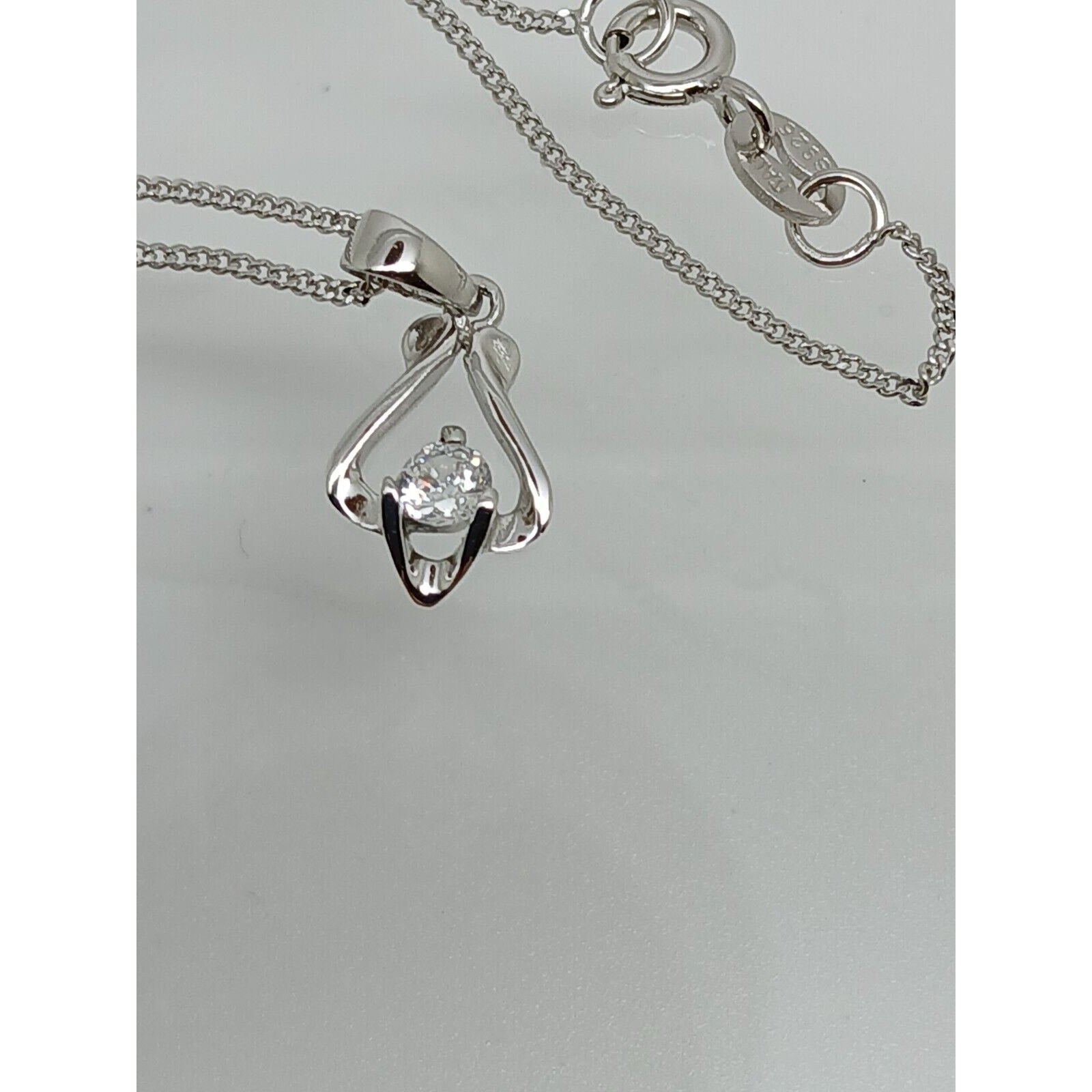 925 Sterling Silver Simulated Diamond Pendant Necklace Minimalist Petite - HoneyThomas.com