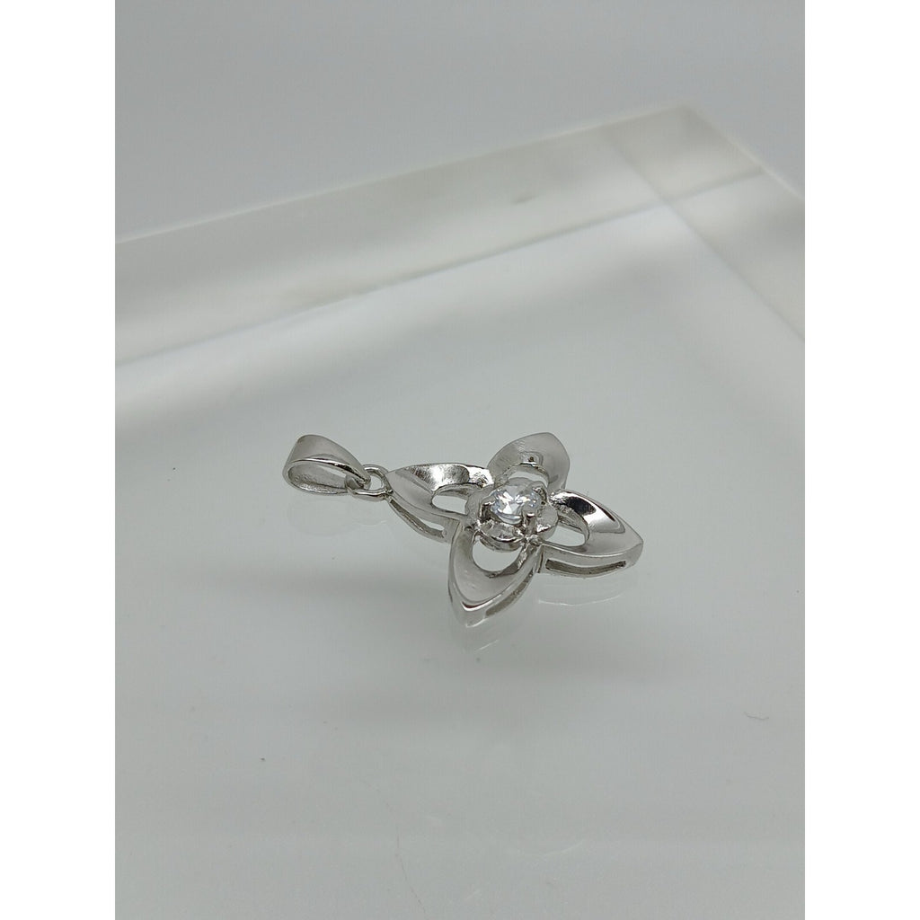 1990's Vintage Sterling Silver Simulated Diamond 4 Leaf Clover Pendant New Rare - HoneyThomas.com