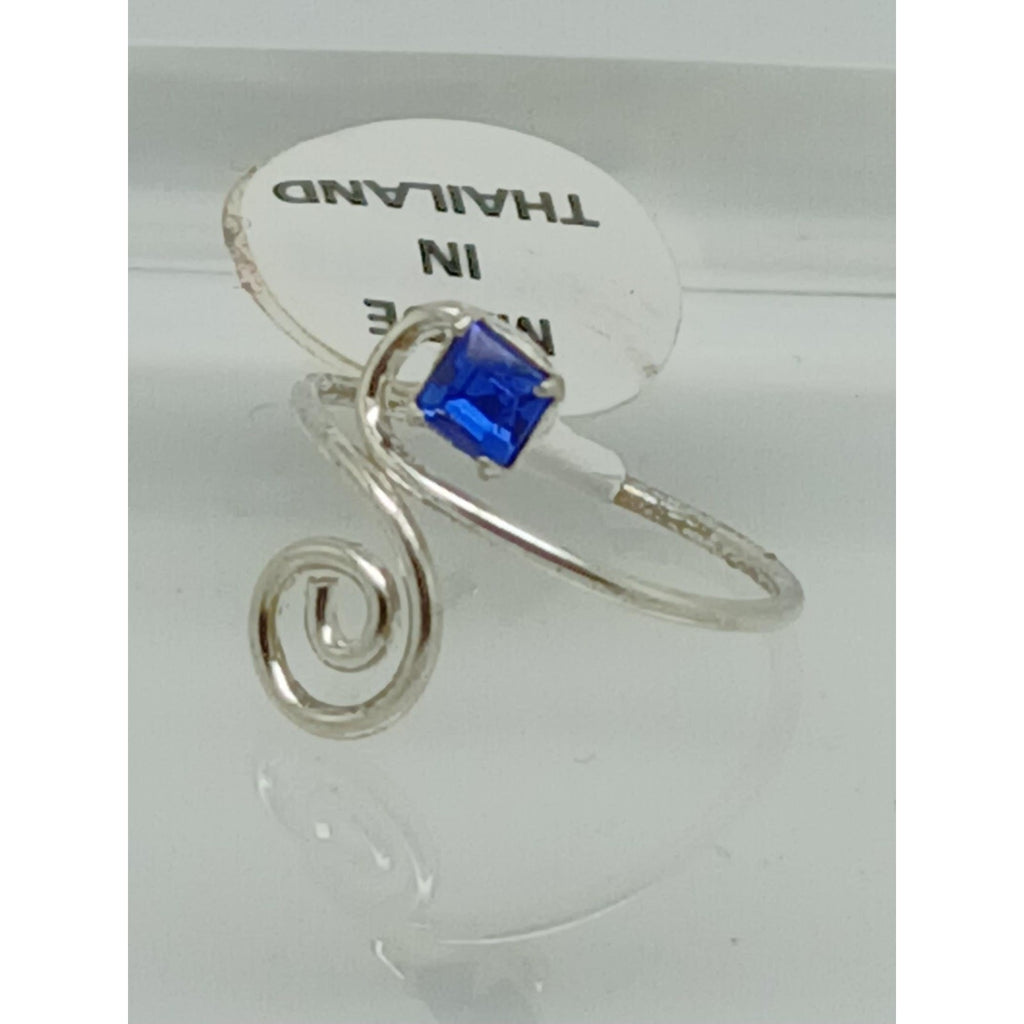 Sexy Blue Crystal Rhinestone Toe Ring Adjustable Size Sterling Silver Gift Boxed - HoneyThomas.com