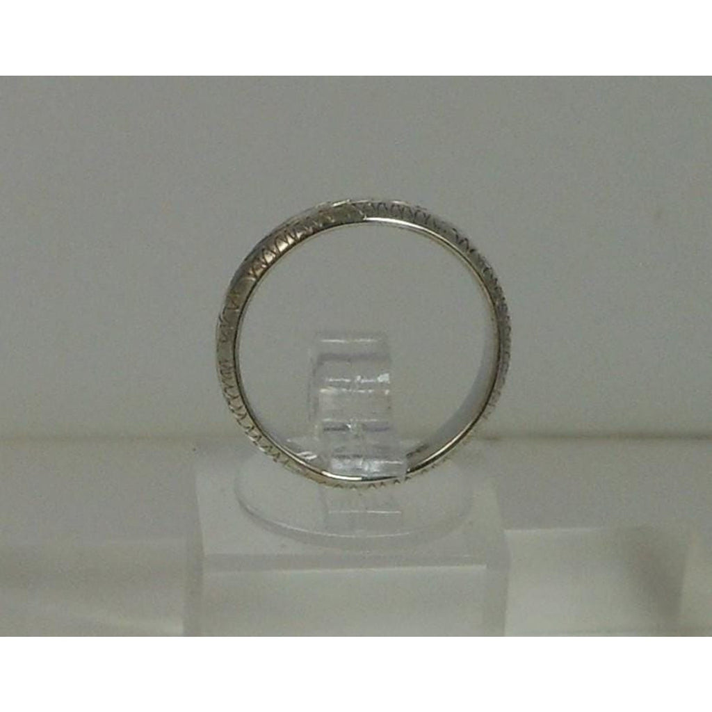 925 Sterling Silver Handcrafted Diamond-Cut Ring Size 5 Vintage Thailand 2.7g 4m - HoneyThomas.com