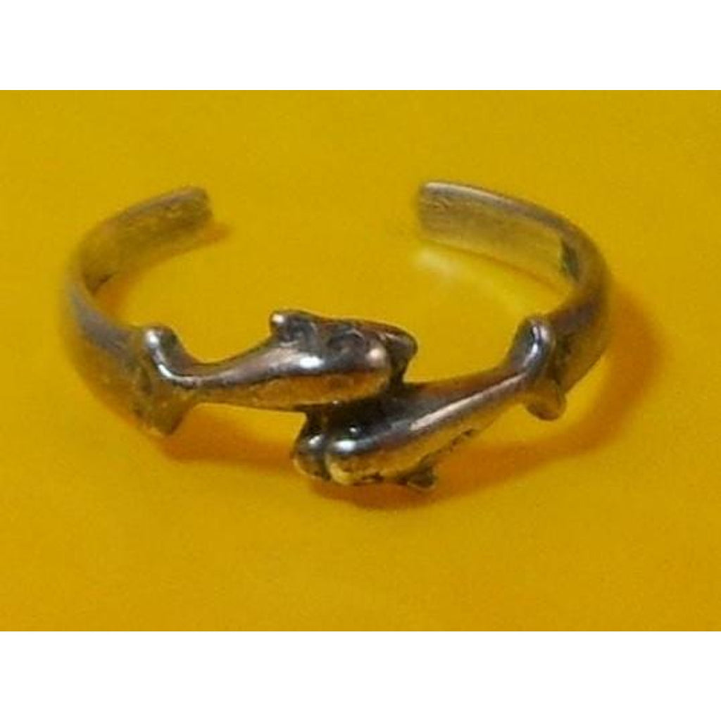 Vintage Sterling Silver Dolphins Lovers Toe Ring Handcrafted New Old Stock
