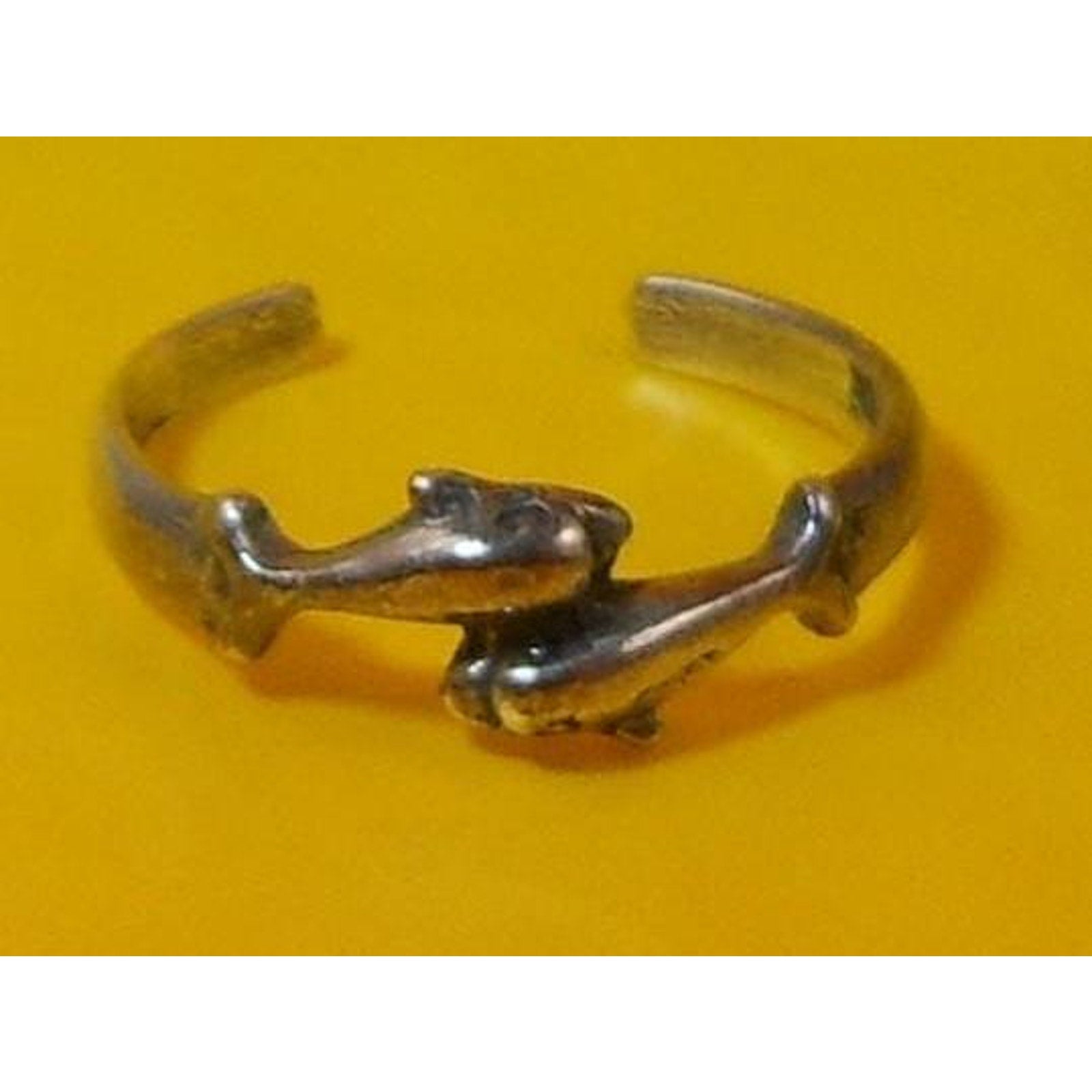 Vintage Sterling Silver Dolphins Lovers Toe Ring Handcrafted New Old Stock