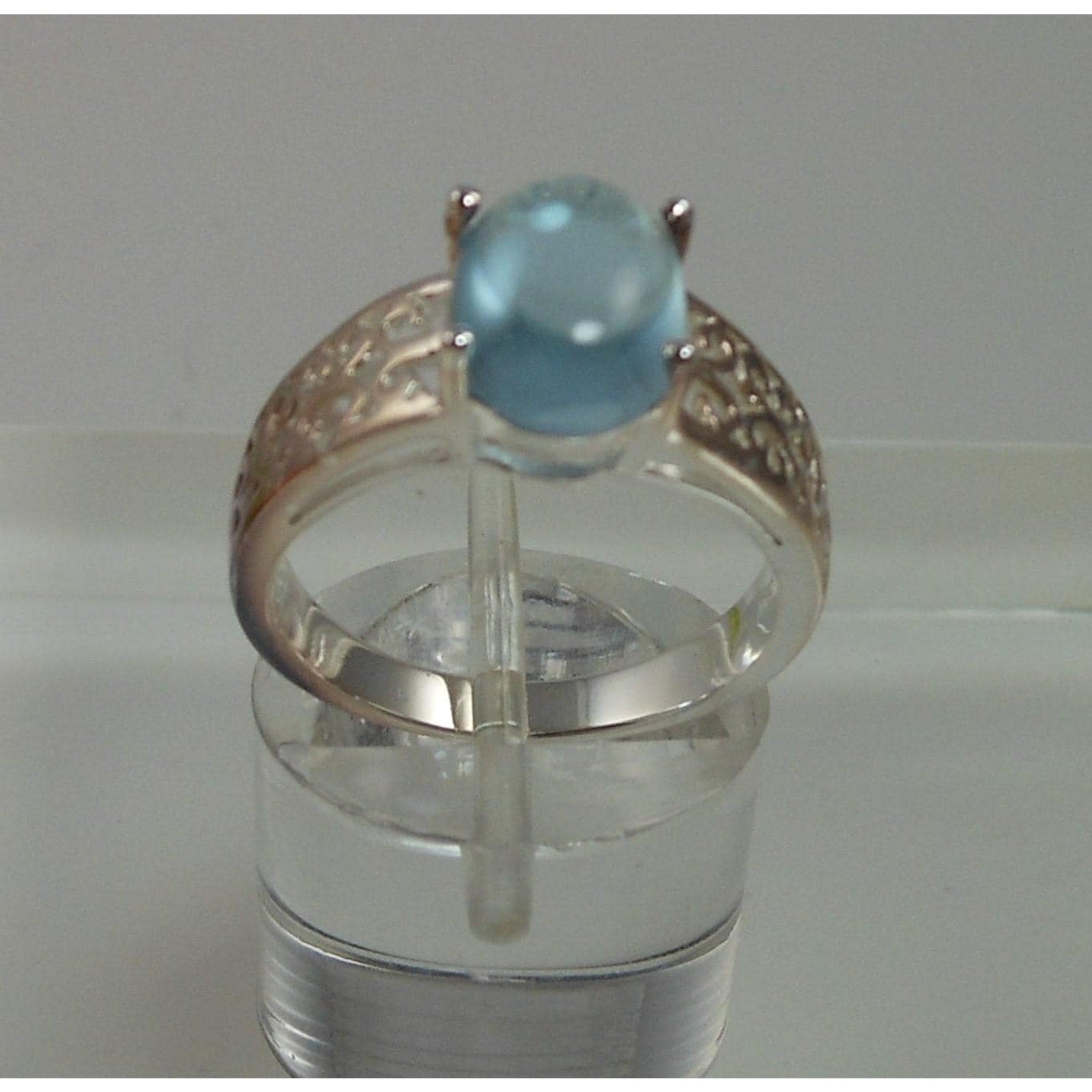 Elegant Sterling Silver Filigree Ring with Blue Topaz Gemstone - Vintage Size 7 - HoneyThomas.com