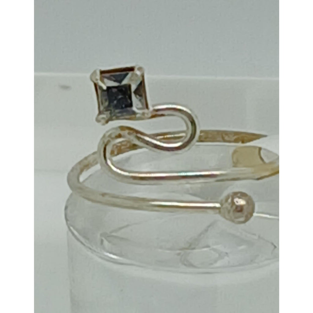 New Sterling Silver Crystal Rhinestone Swirly Sparkling Toe Ring Adjustable Size - HoneyThomas.com