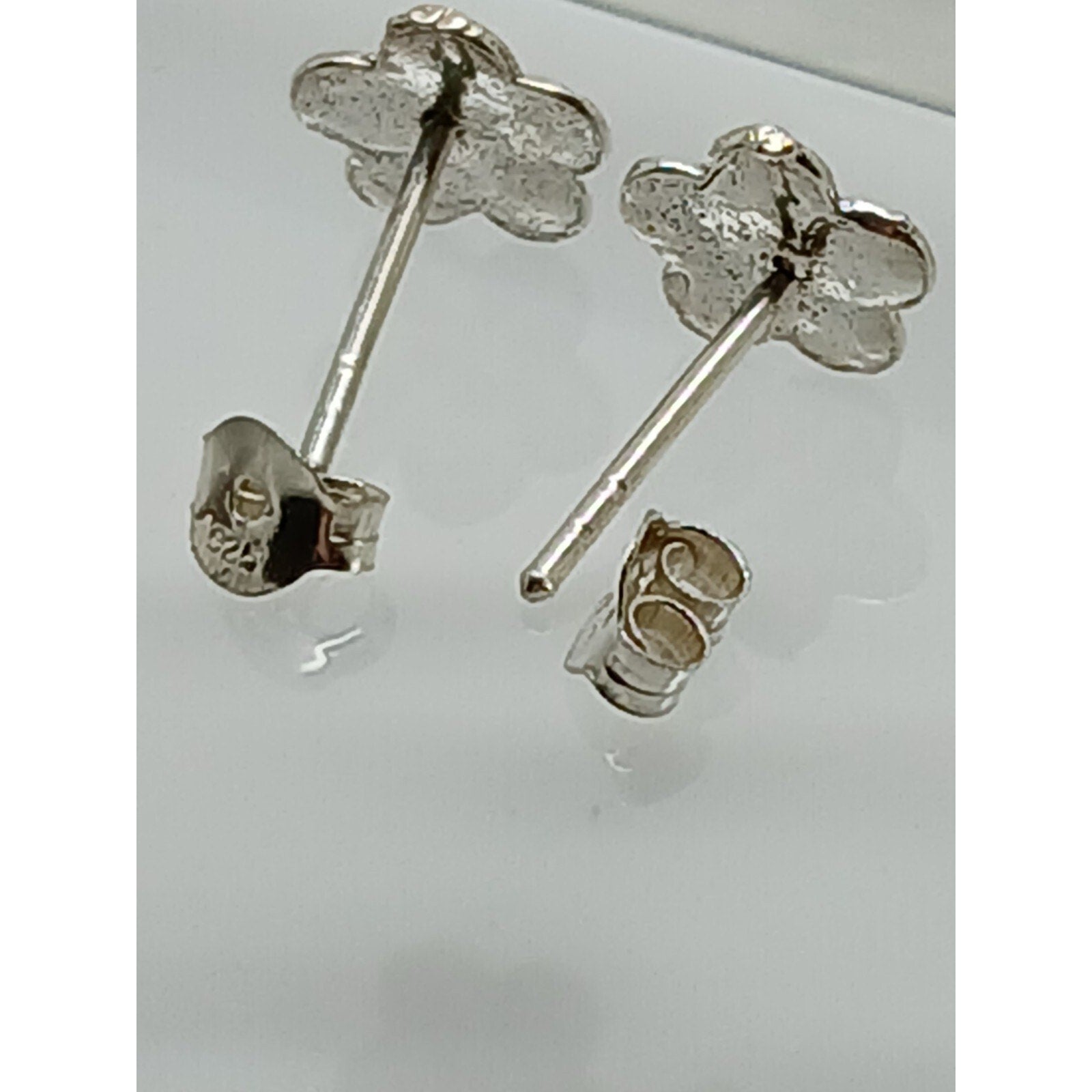 Vintage Estate Jewelry NOS .925 Sterling Silver Blue Crystal Flower Earrings - HoneyThomas.com